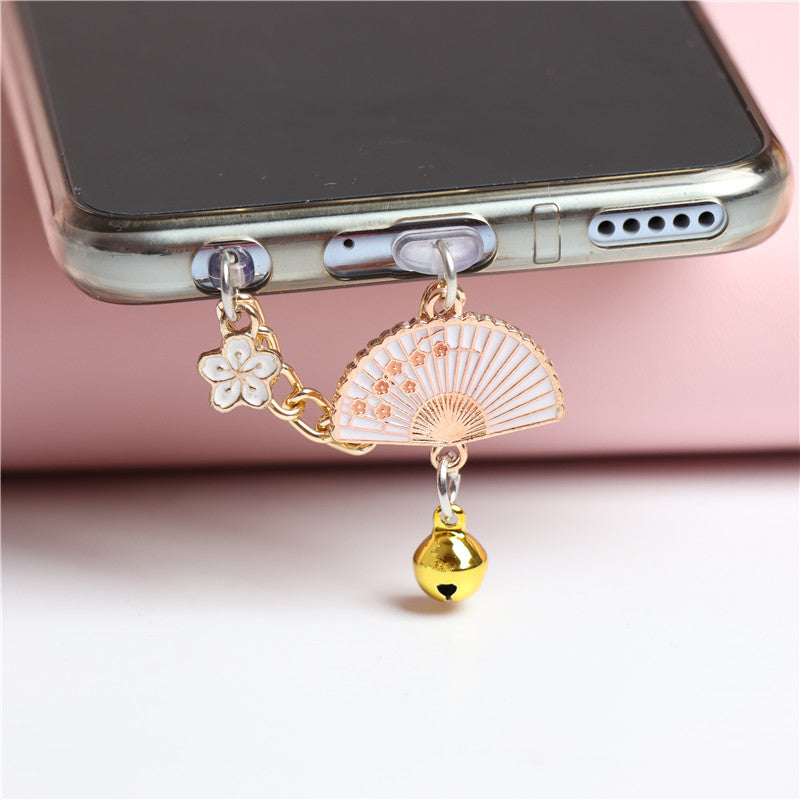 Antique Fan Small Flower Phone Earphone Hole Dust Plug