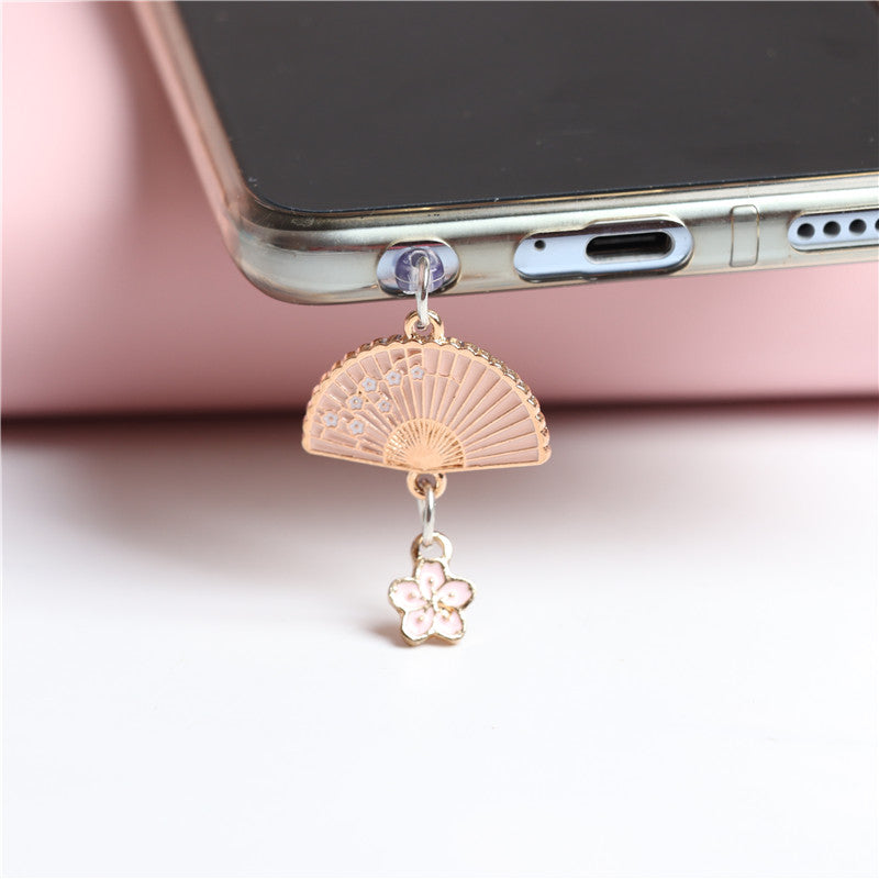 Antique Fan Small Flower Phone Earphone Hole Dust Plug