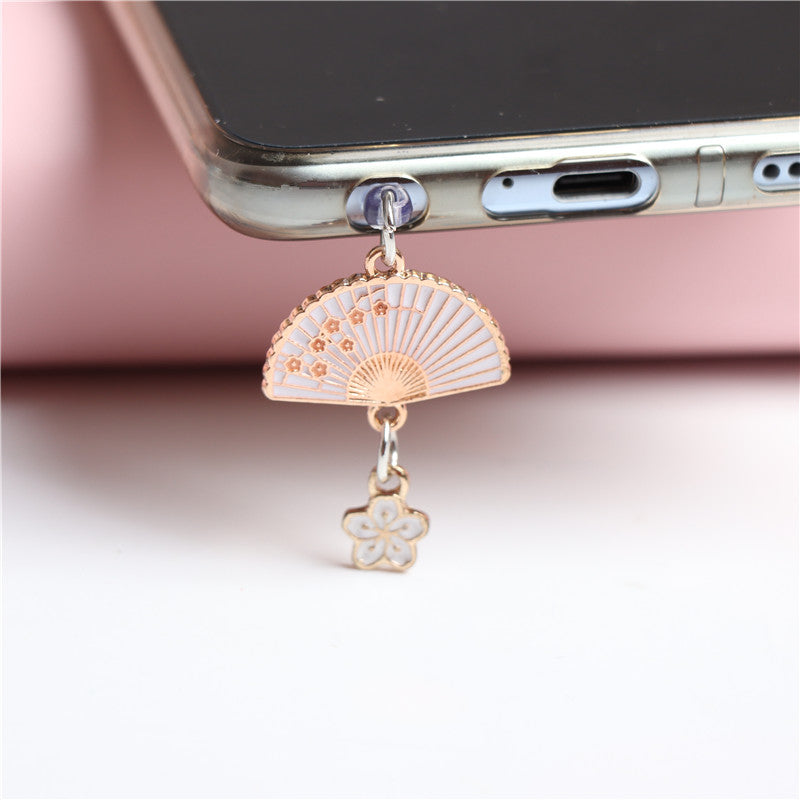 Antique Fan Small Flower Phone Earphone Hole Dust Plug