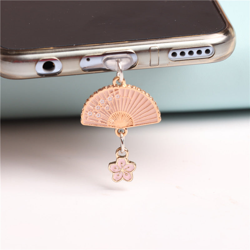 Antique Fan Small Flower Phone Earphone Hole Dust Plug