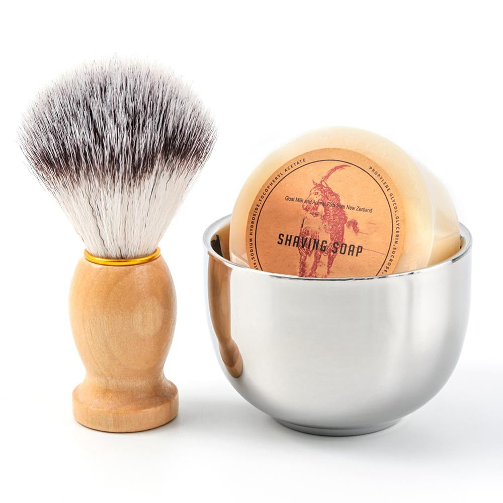 Men&#39;s Shaving Beard Brush Set Synthetic Badger Hair Barbe Brush + Mug Bowl Cup + Shaving Soap Brosse Barbe Homme для бороды