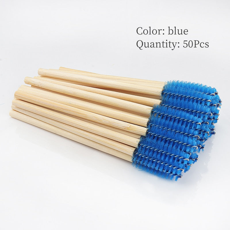 50Pcs Bamboo Handle Eyelash Brush Makeup Brush eyelash Extension Disposable Eyebrow Brush Mascara Applicator Makeup Tool