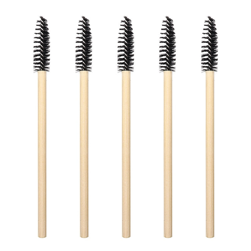 50Pcs Bamboo Handle Eyelash Brush Makeup Brush eyelash Extension Disposable Eyebrow Brush Mascara Applicator Makeup Tool