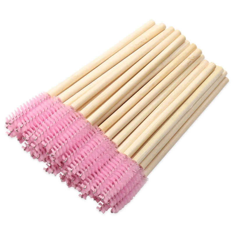 50Pcs Bamboo Handle Eyelash Brush Makeup Brush eyelash Extension Disposable Eyebrow Brush Mascara Applicator Makeup Tool