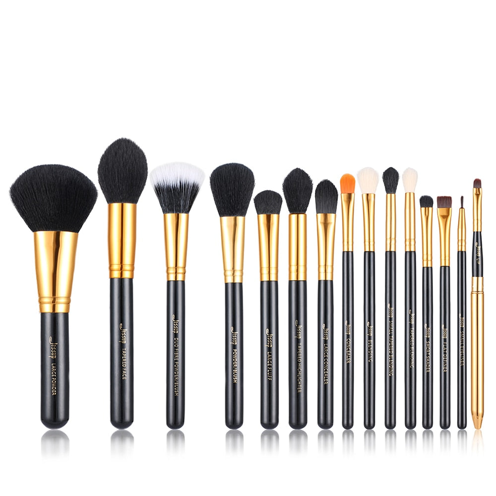 Jessup Pro Makeup Brushes Set 15pcs Cosmetic Make up Powder Foundation Eyeshadow Eyeliner Lip Black T092