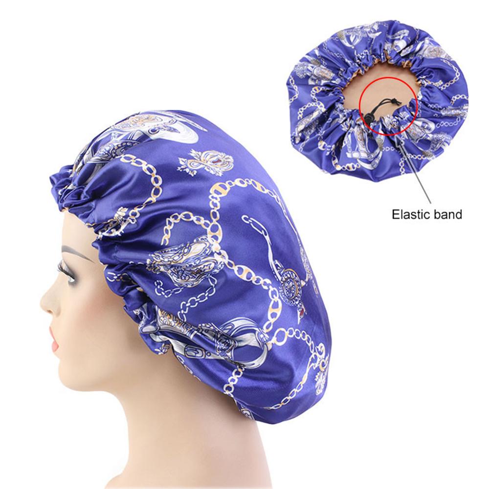 Women African Floral Print Satin Night Sleep Bonnet Hat Hair Care Cap Head Wrap Large Head Wear Ladies Headwrap Hair Care Hat