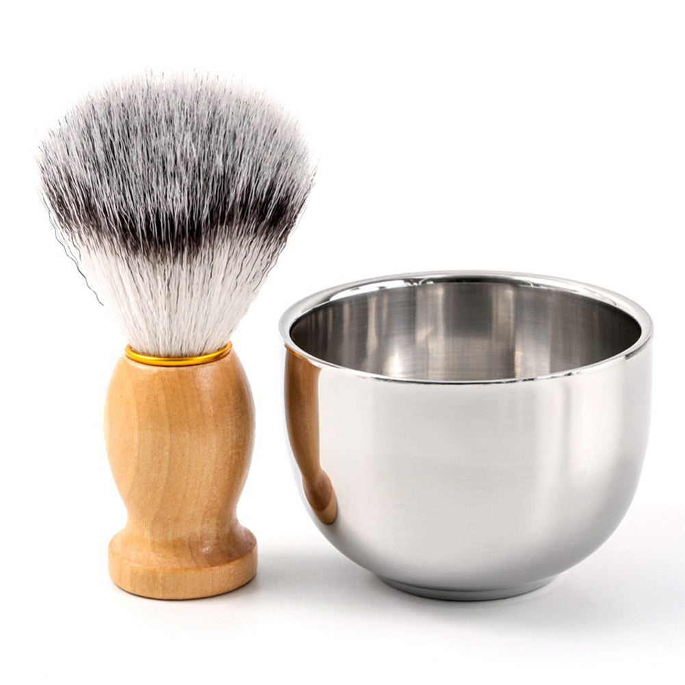 Men&#39;s Shaving Beard Brush Set Synthetic Badger Hair Barbe Brush + Mug Bowl Cup + Shaving Soap Brosse Barbe Homme для бороды