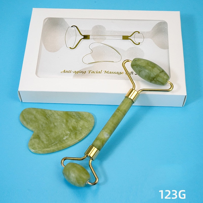 Jade Stone Gua Sha and Roller Set