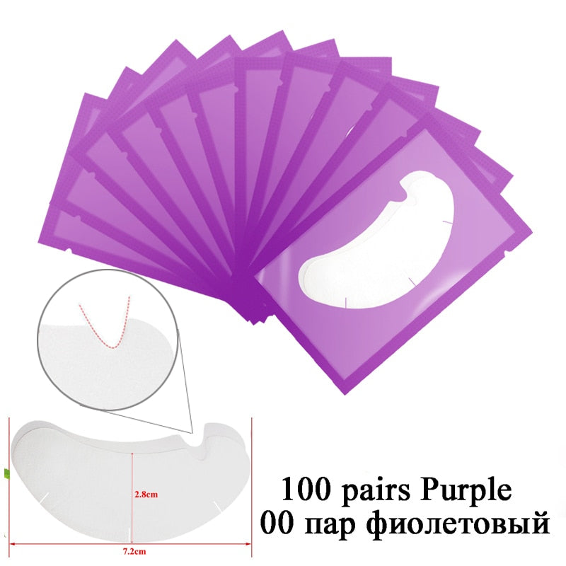 100pairs Eyelash Extension Paper Patches Grafted Eye Stickers 7 Color Eyelash Under Eye Pads Eye Paper Patches Tips Sticker