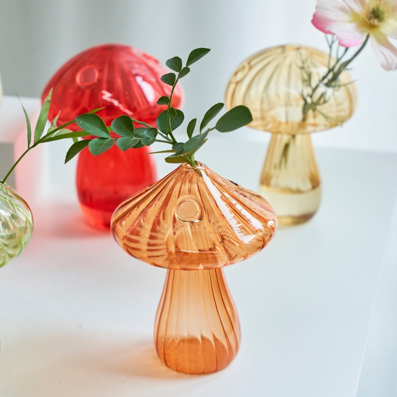 Mini Glass Mushroom Vase