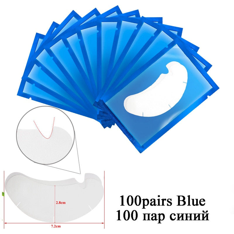 100pairs Eyelash Extension Paper Patches Grafted Eye Stickers 7 Color Eyelash Under Eye Pads Eye Paper Patches Tips Sticker