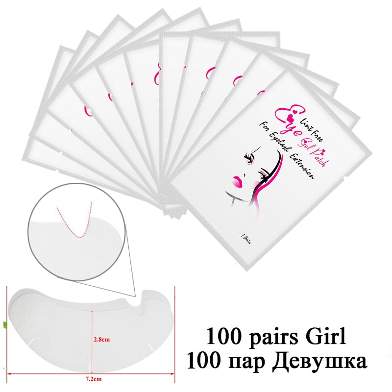 100pairs Eyelash Extension Paper Patches Grafted Eye Stickers 7 Color Eyelash Under Eye Pads Eye Paper Patches Tips Sticker