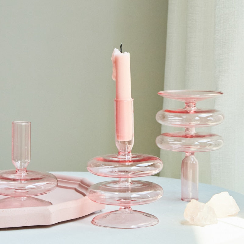 Colorful Glass Taper Candle Holder