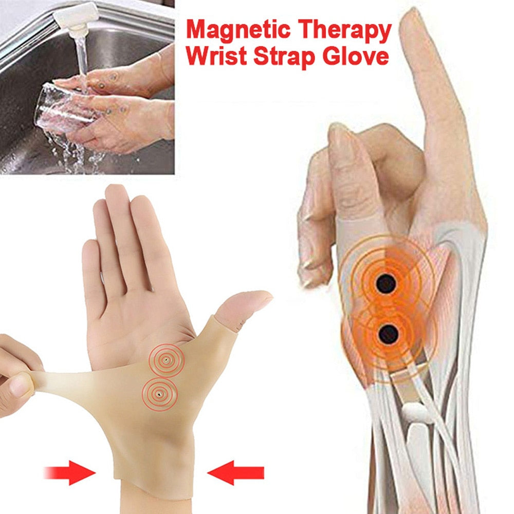 Tcare 1 Piece New Magnetic Therapy Wrist Hand Thumb Support Gloves Silicone Gel Arthritis Pressure Corrector Massage Pain Relief