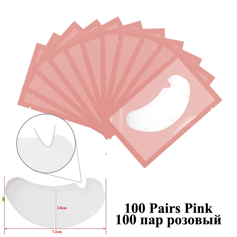 100pairs Eyelash Extension Paper Patches Grafted Eye Stickers 7 Color Eyelash Under Eye Pads Eye Paper Patches Tips Sticker