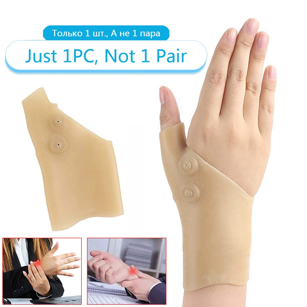 Tcare 1 Piece New Magnetic Therapy Wrist Hand Thumb Support Gloves Silicone Gel Arthritis Pressure Corrector Massage Pain Relief