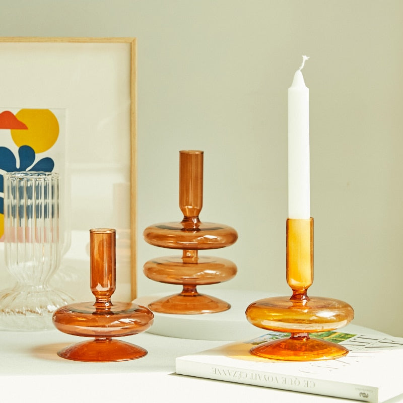 Colorful Glass Taper Candle Holder