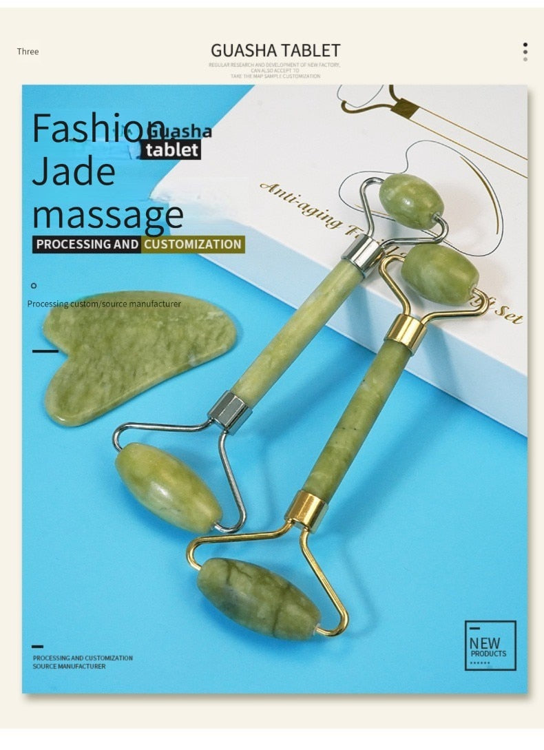 Jade Stone Gua Sha and Roller Set