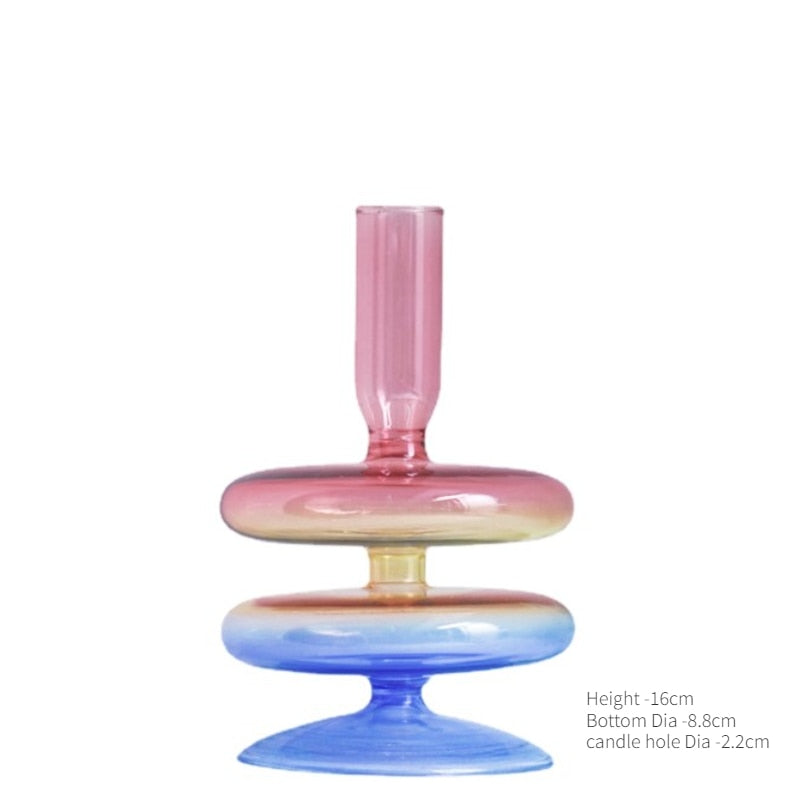 Colorful Glass Taper Candle Holder