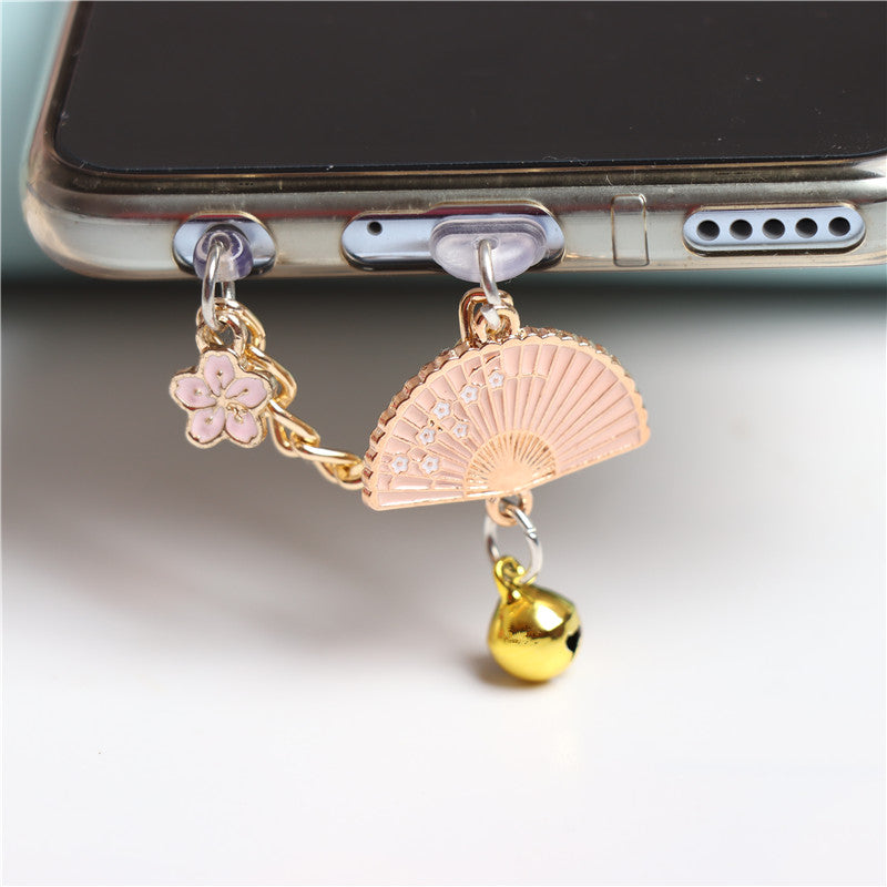 Antique Fan Small Flower Phone Earphone Hole Dust Plug