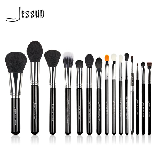 Jessup Pro Makeup Brushes Set 15pcs Cosmetic Make up Powder Foundation Eyeshadow Eyeliner Lip Black T092