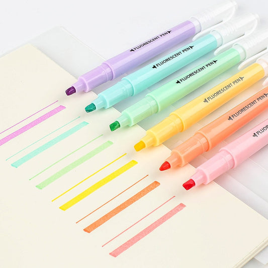 6Pcs/Set Double Head Highlighters