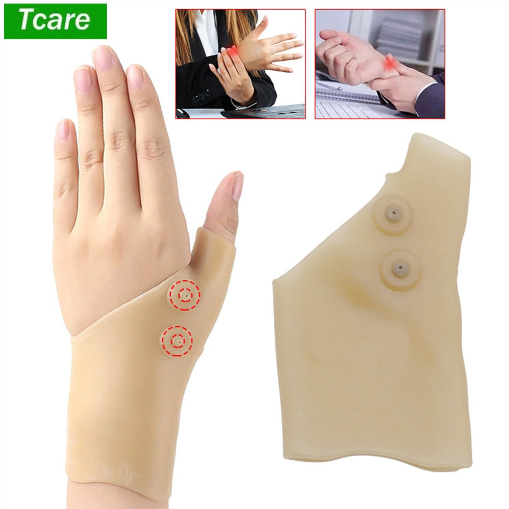 Tcare 1 Piece New Magnetic Therapy Wrist Hand Thumb Support Gloves Silicone Gel Arthritis Pressure Corrector Massage Pain Relief