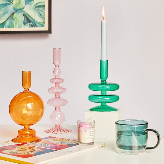 Colorful Glass Taper Candle Holder