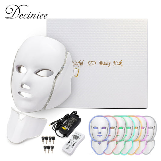 7 Color Led Facial Light Face Mask With Neck Skin Rejuvenation Tighten Anti Acne Wrinkle Beauty Treatment Korean Photon Spa Home